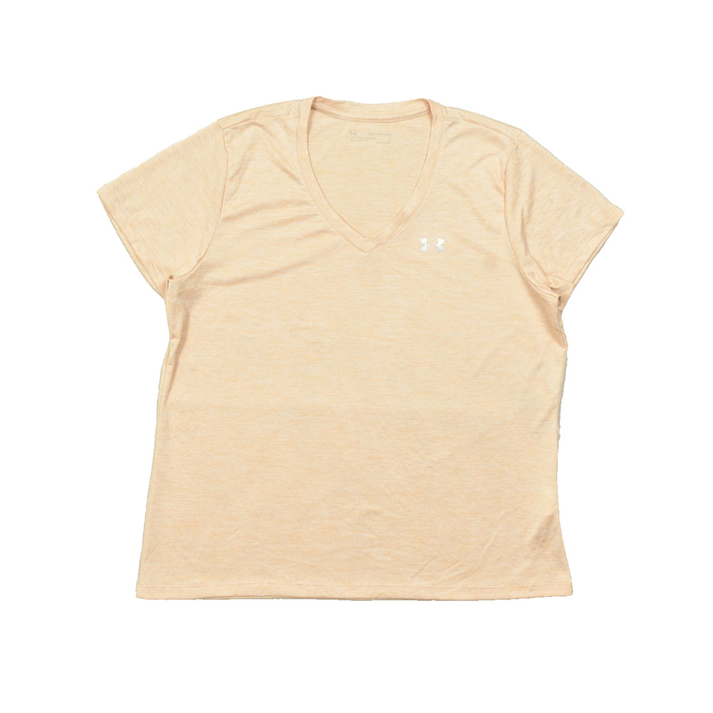 Under Armour HeatGear Women's 2XL V-Neck Short Sleeve Tee Peach Orange Loose Fit